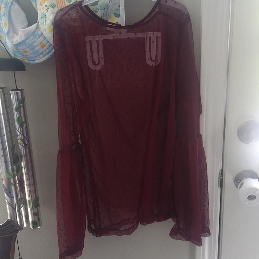 Women's mesh bell bottom blouse